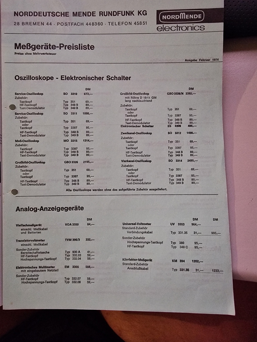 Nordmende electronic Katalog Preisblatt des SO3310 1974.jpg